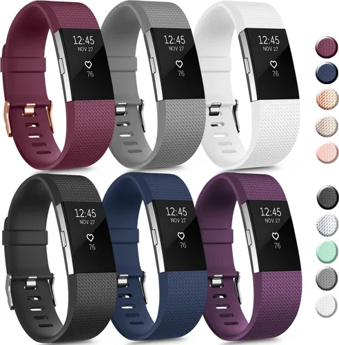 Miniatura 8 de Paquete de 6 correas deportivas compatibles con Fitbit Charge 2, pulseras de repuesto ajustables para mujeres y hombres, pequeñas y grandes