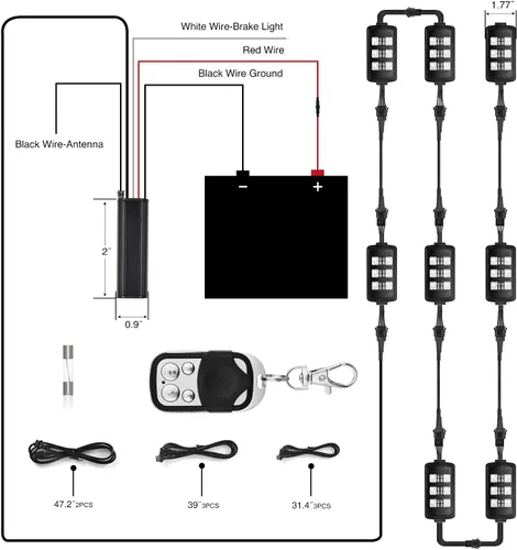 Miniatura 2 de Nilight Juego de 8 tiras de luces LED RGB para motocicleta, luces de atmósfera impermeables de neón multicolor con control remoto inteligente