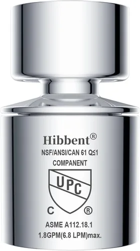 Hibbent Aireador de grifo certificado NSF/ANSI/CAN 61, certificación CUPC Aireador de fregadero de cocina giratorio de 360°, cabezal de grifo Cromo