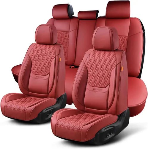 Miniatura 25 de Juego de fundas para asientos de automóvil delanteros, fundas de cuero transpirable para asientos delanteros de automóviles con reposacabezas, funda