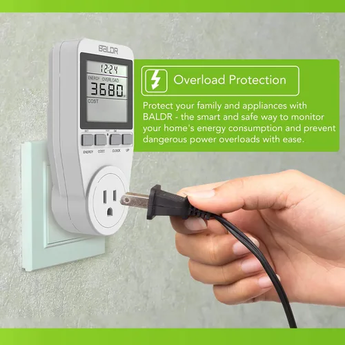 Miniatura 5 de BALDR Monitor de uso de electricidad de Estados Unidos para el hogar, electrodomésticos, tomas de medidor de kilovatio, enchufe para medir