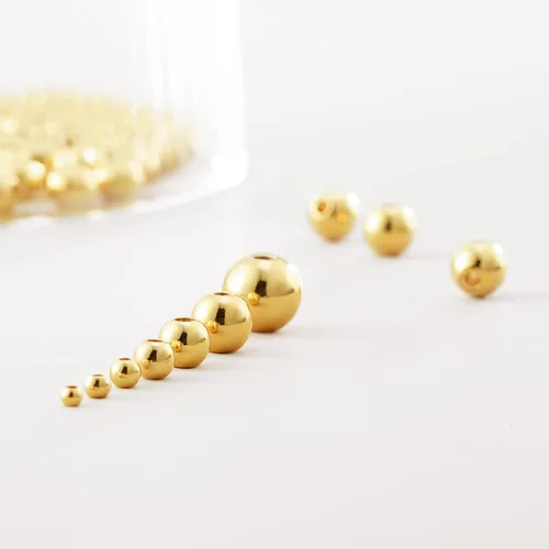 Miniatura 6 de 200 cuentas espaciadoras lisas chapadas en oro de 14 quilates, cuentas espaciadoras sin costuras para collares, pulseras, aretes, fabricación