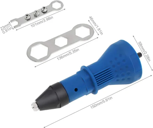 Miniatura 3 de Pistola de remache eléctrica, adaptador de taladro inalámbrico, herramienta de inserción, kit de adaptador de remachador, máquina de remache ciego