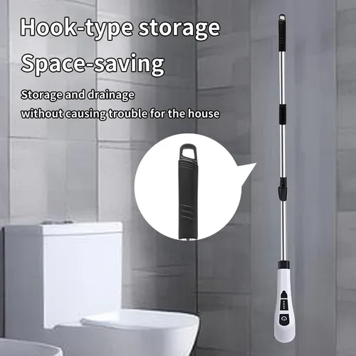 Miniatura 8 de Limpiador eléctrico giratorio, cepillo de limpieza inalámbrico con extensión ajustable para el hogar, 9 cabezales de cepillo reemplazables, 2