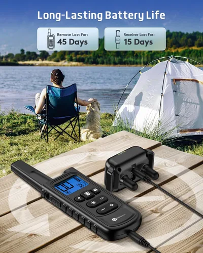 Miniatura 9 de SLOPEHILL Collar de entrenamiento para perros con mando a distancia, collar electrónico de choque para perro con pitido, vibración, choque, luz