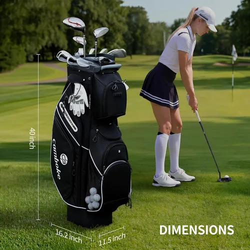 Miniatura 8 de Silent - Bolsa de golf para carrito de golf, bolsa de golf moldeada con separadores de longitud completa de 14 vías, bolsa de bolsillo refrigerante
