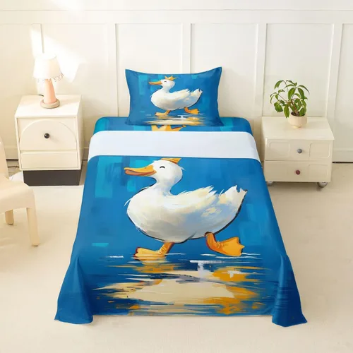 Miniatura 52 de Erosebridal Juego de sábanas para niños y niñas, diseño de pato amarillo, diseño de patos de dibujos animados, juego de ropa de cama de granja