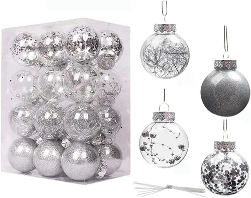 Miniatura 9 de YYCRAFT Adornos de Bolas de Navidad de Plástico Transparente Irrompibles 6CM (2.36 pulgadas) Bolas de Navidad Juego de Esferas con Decoraciones Negro