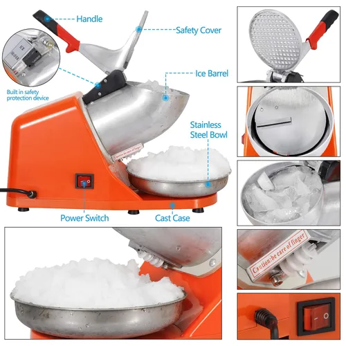 Miniatura 2 de Máquina de afeitar eléctrica de hielo, 143 libras/hora, máquina de cono de nieve de 300 W con hoja de acero inoxidable, fácil operación