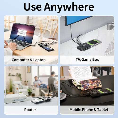 Miniatura 5 de Adaptador SATA a USB 3.0 - Convertidor de recuperación de lector de disco duro externo para unidad óptica SSD universal de 2.5 pulgadas y 3.5