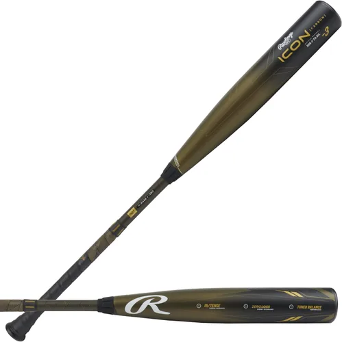 Rawlings | Bate de béisbol ICON | BBBCOR | -3 Drop | 2 Pc. compuesto 2024 | Oro
