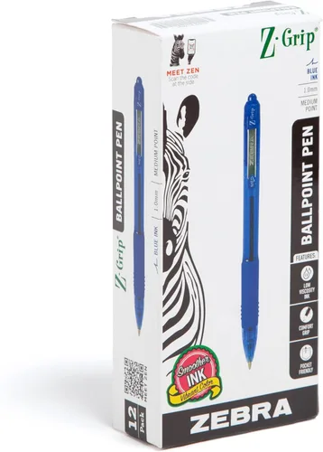 Miniatura 14 de Zebra Pen Z-Grip - Bolígrafo retráctil de punta media, 3/64 pulgadas, tinta negra, 12