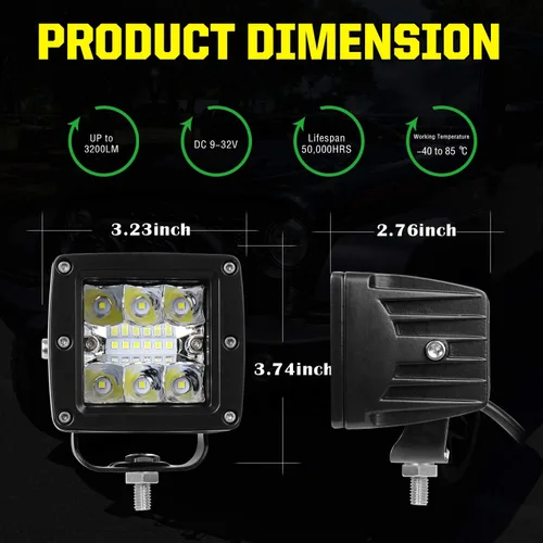 Miniatura 2 de Barra de luz LED cúbica de 3 pulgadas, 36W, combo de foco y inundación, luces de conducción todoterreno para camioneta, barco, RZR, ATV, UTE, UTV