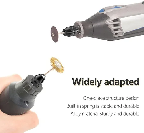 Miniatura 6 de Paquete de 2 mandriles sin llave, de 1/32" a 1/8" pulgadas de repuesto 4486 mandril de broca sin llave vástago herramienta giratoria kit adaptador