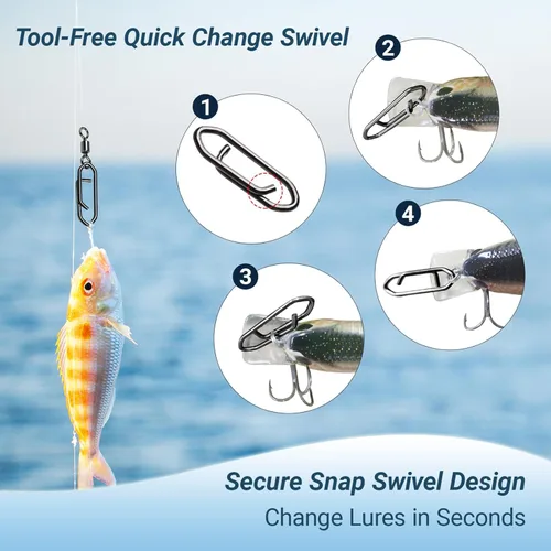 Miniatura 5 de AMYSPORTS Barril de agua salada de alta resistencia Giratorios Aparejos de pesca Conector de línea de acero inoxidable Broches de pesca Cambio
