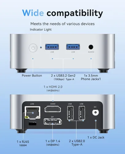 Miniatura 5 de ACEMAGIC Mini PC V1, 12ª generación Alder Lake-N N97 (Beat N150/N100/N95, hasta 3.6 GHz), 16 GB DDR4 RAM 512 GB SSD Mini computadora, compatible