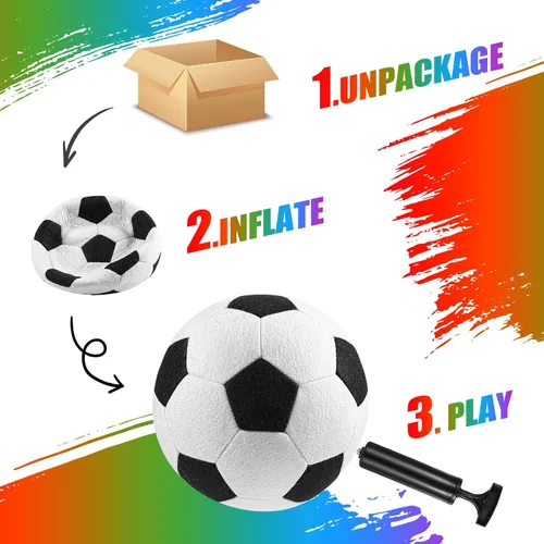 Miniatura 6 de Libima 2 pelotas de fútbol suaves de Navidad para interiores con bomba de 8 pulgadas, tamaño oficial 4, pelota de fútbol deportiva de fieltro