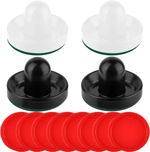 Miniatura 9 de Coopay Empujadores de hockey de aire y discos de hockey de aire rojo, asas de portería, accesorios de repuesto para mesas de juego