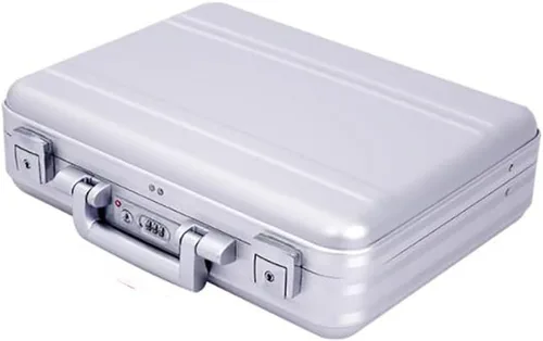 Miniatura 8 de Maletín grande de aluminio 18.1X13.8X6.1 Pulgadas con cerradura de combinación TSA, maletín de metal, caja de herramientas, caja de efectivo
