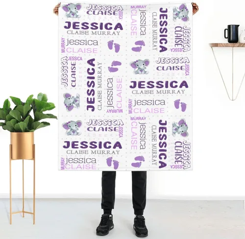 Miniatura 8 de Mantas de bebé personalizadas para niñas y niños con nombre, mantas personalizadas para niños, artículos de bebé personalizados, regalos Elefante