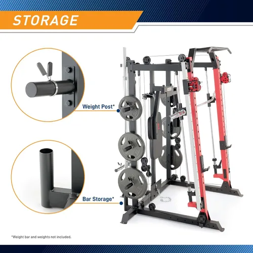 Miniatura 3 de Marcy Smith Machine Cage System Home Gym Multifunction Rack, Customizable Training Station Rojo