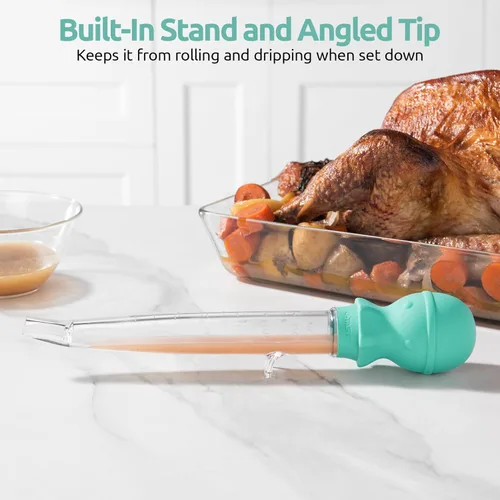 Miniatura 4 de U-Taste Jeringa de Pavo en Ángulo de 1.5 onzas - 228.2℉ Resistente al Calor Grado Alimentario Tritán y Silicona Juego de Jeringa con Bulbo Grande