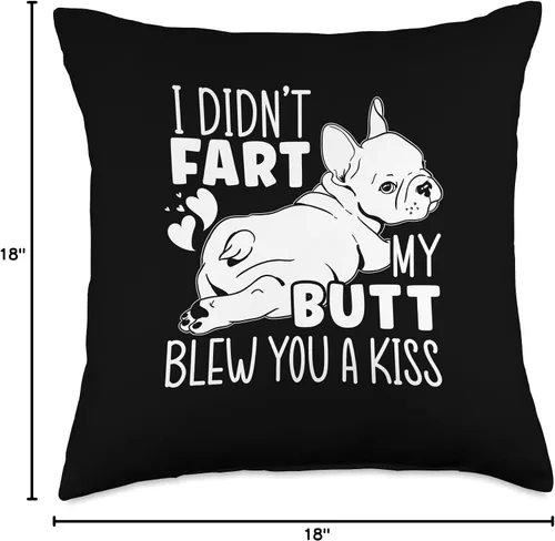 Miniatura 4 de French Bulldog Gifts & French Bulldog Clothing I Didn't Fart My Butt Blew You A Kiss - Almohada de bulldog francés, 16.0 x 16.0 in, multicolor