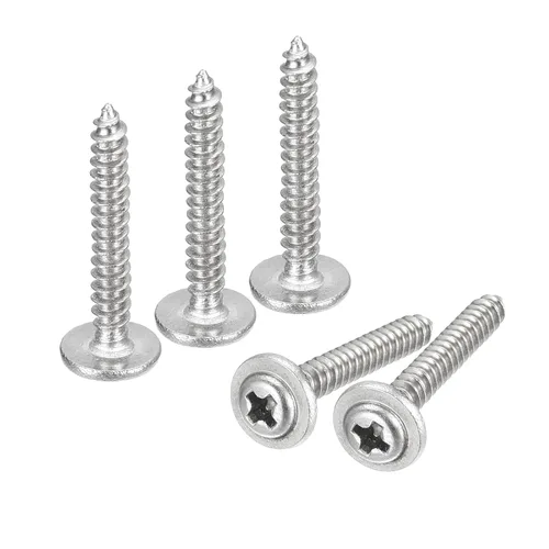 Miniatura 34 de uxcell ST3x6mm Phillips Pan Head Tornillo Autorroscante con Arandela, 100 piezas - Tornillo de madera de acero inoxidable 304 rosca completa (plata)