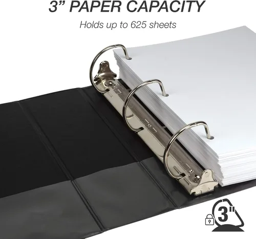 Miniatura 39 de Samsill - Carpeta duradera de 5 pulgadas, fabricada en los Estados Unidos, con anillos en D, transparente y personalizable, color blanco