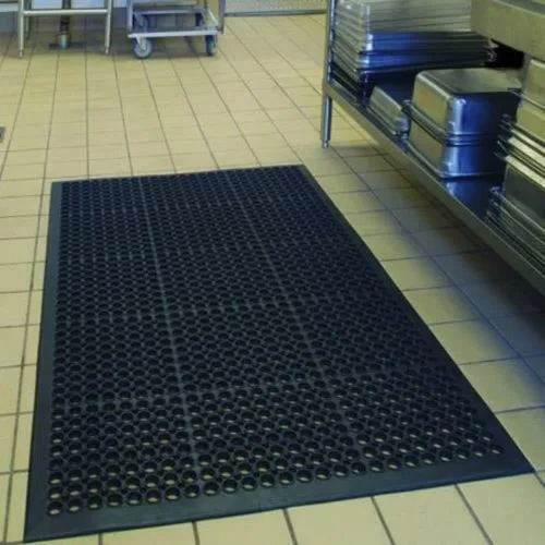 Miniatura 3 de Tapete antifatiga resistente con agujeros de drenaje para cocina, bar, restaurante, almacén, goma, negro, 36 x 60 pulgadas