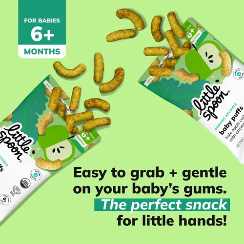 Miniatura 4 de Little Spoon Puffs de Kale y Manzana Fundibles para Bebés Orgánicos, Quinoa de Maíz Orgánico y Sorghum, Sin Arroz, Sin Azúcar Añadida, Fomenta