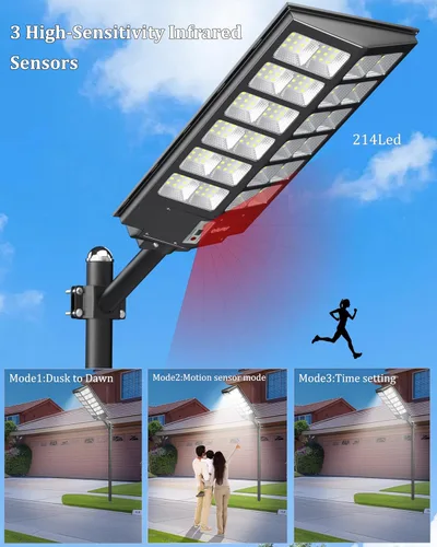 Miniatura 2 de Ofuray Of-9800W Luces solares de calle para exteriores, luces solares de seguridad con control remoto para estacionamiento, 6500K, impermeables