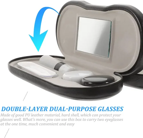 Miniatura 8 de Healifty Estuche para lentes de contacto y estuche para gafas, funda doble 2 en 1, con removedor de pinzas de espejo, caja de almacenamiento