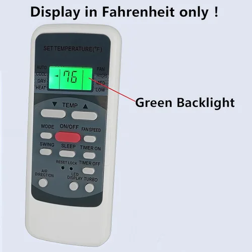 Miniatura 2 de Mando a Distancia de Repuesto para Aire Acondicionado Premium RG51ME/EU TGM RG51ME/UE (Displicación FahFahrenheit)