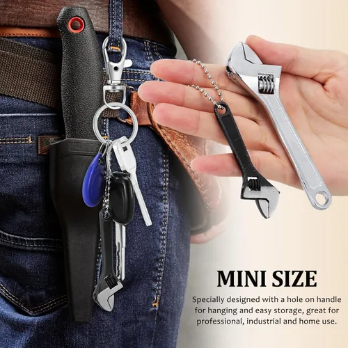 Miniatura 6 de Mini llave ajustable de 4 pulgadas y 2.5 pulgadas, llave negra con herramienta de moleteado manual de cadena para mantenimiento de reparación
