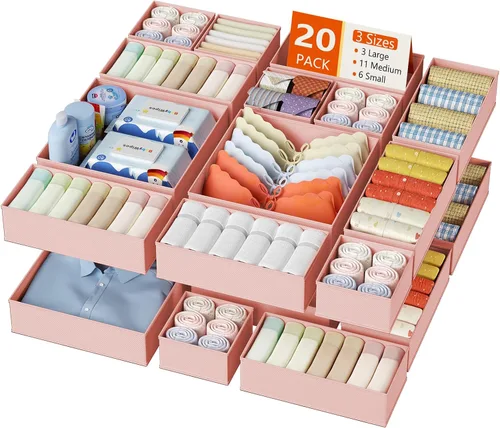 Miniatura 30 de DIMJ Organizador de cajones para ropa, paquete de 6 unidades, organizadores plegables para bebé, organizador de almacenamiento y cómoda