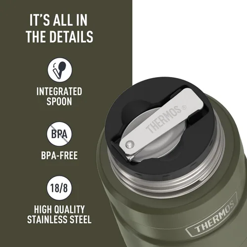 Miniatura 5 de THERMOS Stainless King Vacuum-Insulated Food Jar with Spoon, 16 Ounce, Matte Army Green