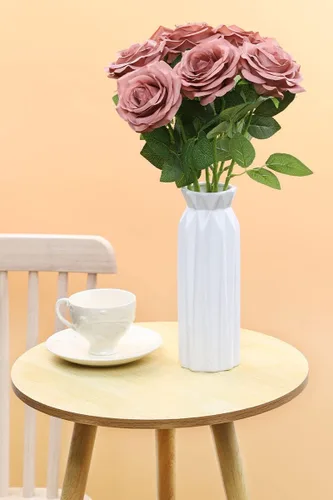 Miniatura 6 de Flores artificiales de rosa, rosa artificial, rosa falsa, rosa de seda, flores falsas de aspecto real con tallos para ramos de boda DIY, centros