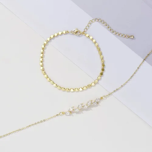 Miniatura 8 de MIDEEO - Pulseras chapadas en oro para mujer, juego de delgadas pulseras de cadena para combinar, de espiga, trenzada, de circonita cúbica