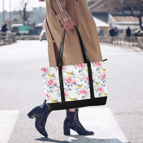 Miniatura 2 de Flowers Birds Fashion Tote Bags for Women Laptop with Zipper Large Work Bags for Women for College with Diaper maletin ejecutivo para mujer