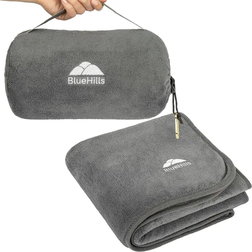 Miniatura 17 de BlueHills - Manta y almohada premium suave y alta para viajes en avión, esenciales para vuelos largos, manta larga para llevar en la bolsa con clip