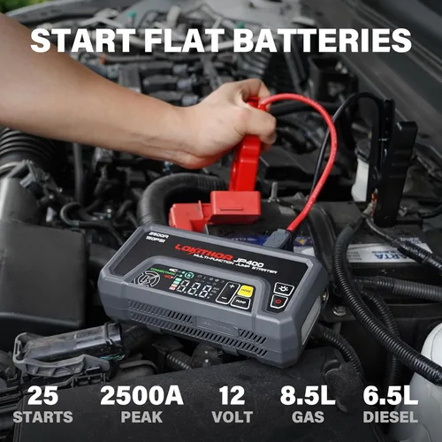 Miniatura 3 de LOKITHOR Arrancador JP400 con compresor de aire, 2500 A 12 V batería de coche arrancador portátil (8.5 L de gas/6.5L diésel) con tecnología