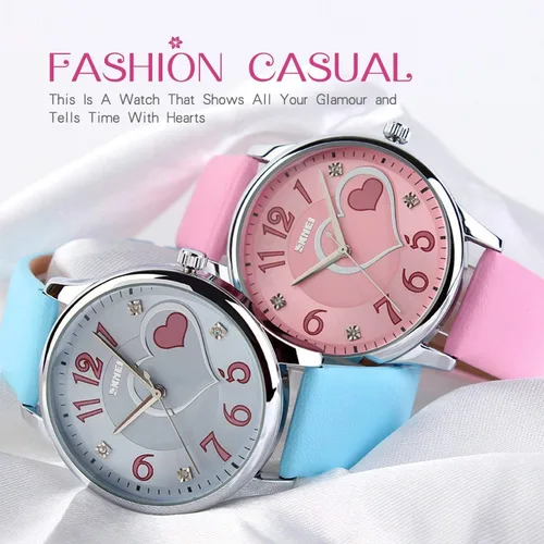 Miniatura 6 de IJAHWRS Reloj analógico para niñas reloj de pulsera de cuarzo de moda correa de piel esfera grande divertido lindos relojes con forma de corazón