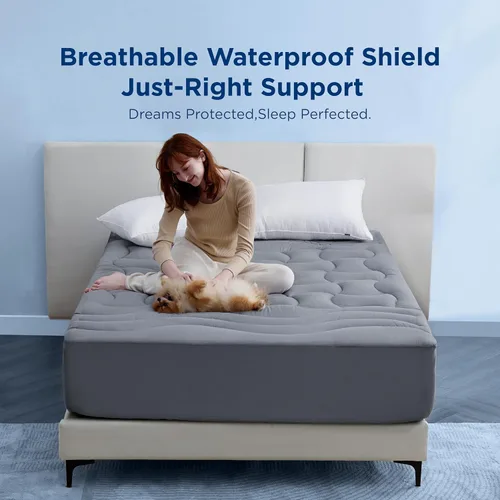 Miniatura 2 de Bedsure Protector de colchón Twin impermeable - Protector de colchón acolchado impermeable ajustable con cubrecolchón y bolsillo profundo de 8-21