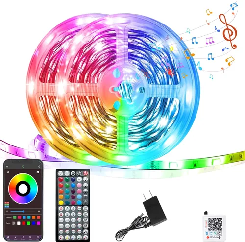 Miniatura 6 de GANZQH - Luces LED para habitación de 50 pies, tira de luces LED RGB que cambian de color para interiores, tira de luces LED con sincronización