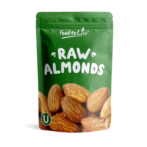 Miniatura 10 de Almendras, 8 onzas – Kosher, entero, sin cáscara, sin sal, crudo, a granel