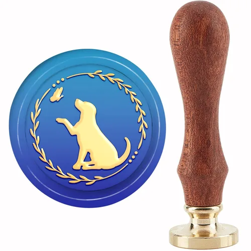 Miniatura 11 de CRASPIRE Sello de cera fósil de dinosaurio de 0.98 pulgadas (0.984 in), sellos de latón con cabeza de madera retro, mango extraíble