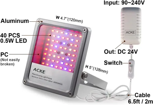 Miniatura 2 de ACKE Luces LED de Crecimiento de Espectro Completo, Luces de Plantas, Lámparas de Cultivo 12W para Plantas de Interior, Hidropónica