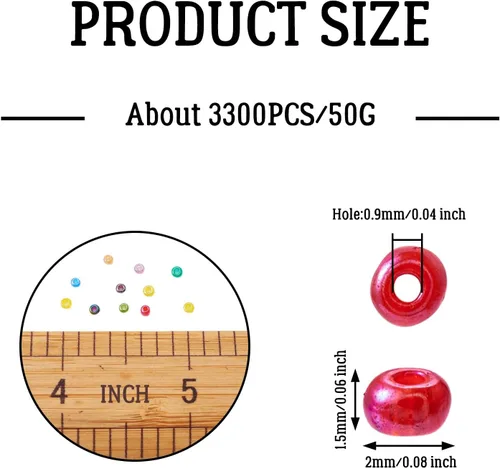 Miniatura 3 de Craftdady 12/0 cuentas de semillas de vidrio transparente alrededor de 3300 piezas de 0.079 in de brillo pequeño redondo pony cuentas espaciadoras
