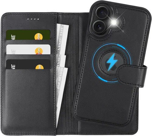 Miniatura 17 de Funda de piel sintética 2 en 1 para iPhone 13 PRO MAX, funda de piel sintética desmontable con soporte para tarjetas, funda extraíble con bloqueo